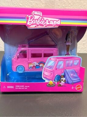 Barbie Land Mini Pink Camper Van with mini Barbie- Mattel